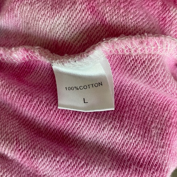 Pink Tie Dye 100% Cotton Jogger Sweatpants Size Large Elastic Waist Lounge Fit - Picture 4 of 6